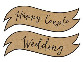 Plaques - Happy Couple - Wedding - Kraft - 55 x 19 cm