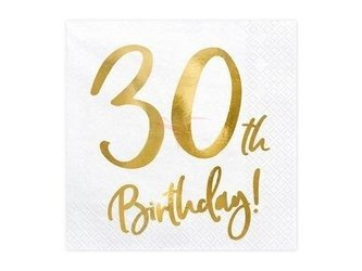 Paper napkins - 30th Birthday! - White - 33x33cm - 20 pieces