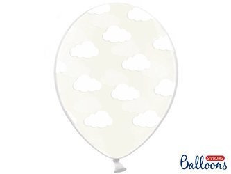 Strong 30cm balloons - Clouds - Crystal Clear - 6 pcs.