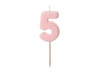 Birthday candle - Number 5 - light pink - 5,5cm - 1pc.