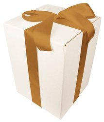 WHITE CARDBOARD BOX - with light gold ribbon - 35x25x25cm