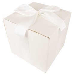 WHITE CARDBOARD BOX - with light cream ribbon - 25x25x25cm