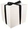 WHITE CARDBOARD BOX - with black ribbon - 40x40x40cm