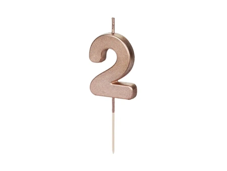 Birthday candle - Number 2 - Pink gold - 4,5 cm - 1 pcs.