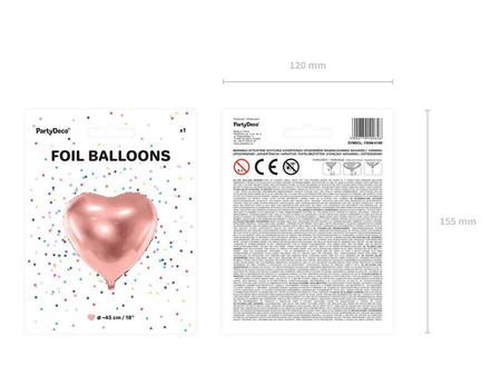 Foil balloon - Heart - Pink Gold - 45 cm