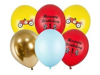 Strong 30cm balloons - Happy Birthday - Auto - 6 pcs.