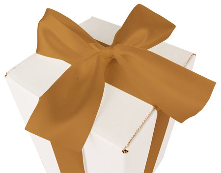 WHITE CARDBOARD BOX - with light gold ribbon - 25x15x15cm