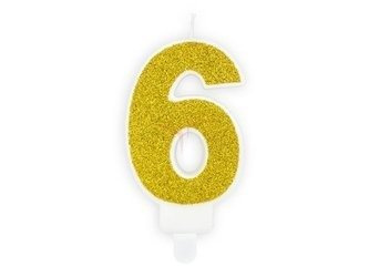 Birthday candle - Number 6 - Gold - 7 cm