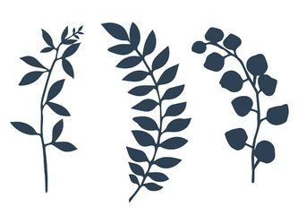 Twigs with leaves - Paper - Dark blue - 9 pieces