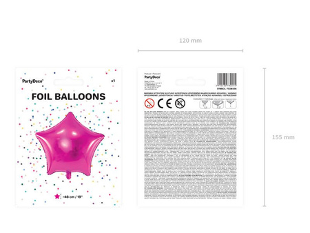 Foil balloon - Star - Dark pink - 48 cm