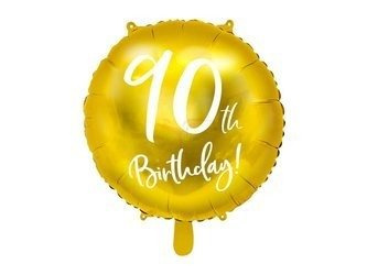 Foil Balloon - Round - 90th Birthday! - Gold - 45cm