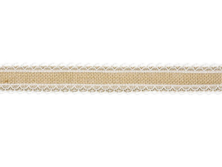 Decorative ribbon - Jute with lace - 4 x 500 cm