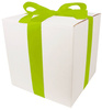 WHITE CARDBOARD BOX - with green ribbon - 30x30x30cm