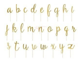 Cake topper - Alphabet - Gold - 53 pieces