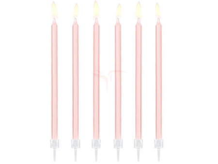 Birthday candles - Smooth - Pink - 14cm - 12 pieces