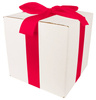 WHITE CARDBOARD BOX - with dark pink ribbon - 25x25x25cm