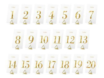 Table numbers - Transparent - Gold - 20 pieces