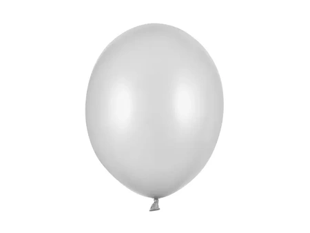 Strong 30cm Balloons - Metallic Silver Snow - 100 pcs.