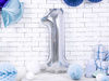 Foil balloon - Number "1" - Silver - 86 cm