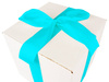 WHITE CARDBOARD BOX - with blue ribbon - 25x25x25cm