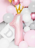  Foil balloon Numeral "1" in crown - 37x100cm - Bright pink 