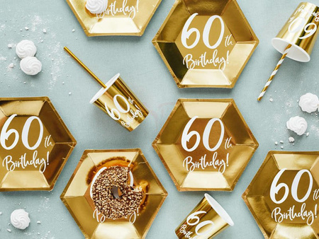 Birthday plates - 60th Birthday! - Gold - 6 pieces 