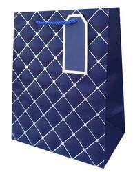 Gift Bag - Navy Blue - Quilted - 26 x 32 x 12 cm