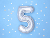 Foil balloon - Number "5" - Silver - 35 cm 