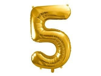 Foil balloon - Number "5" - Gold - 86 cm