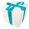 WHITE CARDBOARD BOX - with turquoise ribbon - 30x30x30cm