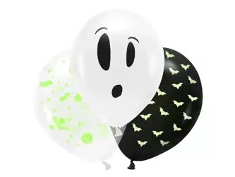 UV balloons 27cm - BOO! - mix - 3 pcs