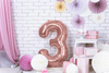 Foil balloon - Number "3" - Pink gold - 86 cm