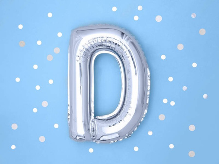 Foil balloon - Letter "D" - Silver - 35 cm