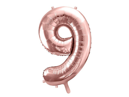 Foil balloon - Number "9" - Pink gold - 86 cm