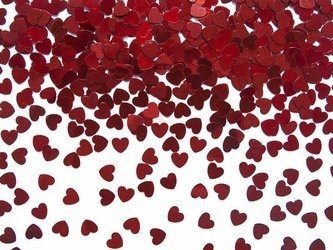 Metalized confetti - Hearts - Red - 5mm - 30g