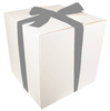 WHITE CARDBOARD BOX - with silver ribbon - 40x40x40cm