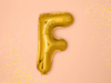 Foil balloon - Letter "F" - Gold - 35 cm