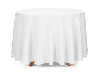 Fabric tablecloth - Round - White - 230 cm