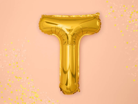 Foil balloon - Letter "T" - Gold - 35 cm