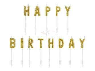 Birthday candles - Happy Birthday - Gold - 2.5 cm - 13 pieces