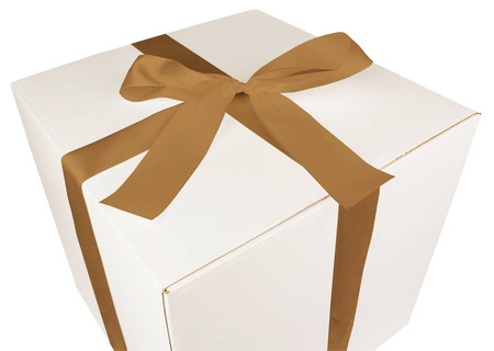 WHITE CARDBOARD BOX - with light gold ribbon - 40x40x40cm