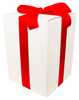 WHITE CARDBOARD BOX - with red ribbon - 35x25x25cm