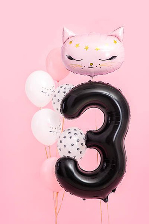 Foil balloon - Number "3" - Black - 86 cm