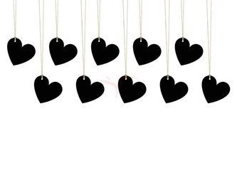 Paper Pendants - Hearts - Black - 5 x 4.5 cm - 10 pieces