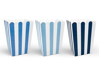 Popcorn boxes - Blue - 7.5 x 7.5 x 12.5 cm - 6 pieces