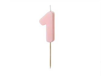 Birthday candle - Number 1 - light pink - 5,5cm - 1pc.