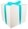 WHITE CARDBOARD BOX - with blue ribbon - 40x40x40cm