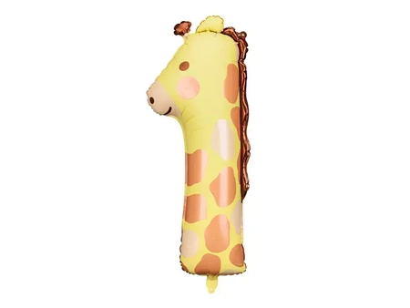 Foil balloon - Number 1 - Giraffe - 42 x 90 cm - 1 pc.