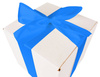 WHITE CARDBOARD BOX - with blue ribbon - 20x20x20cm