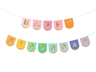 Paper banner - Happy Birthday - Colorful - 63 x 12cm